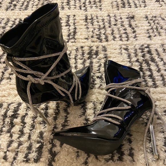 Azalea Wang Diamond Drip Faux Patent Leather Bootie - Picture 4 of 12